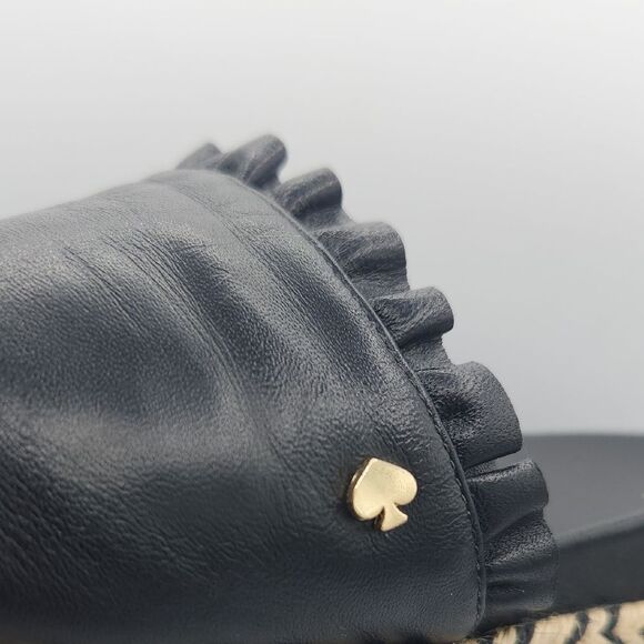 Kate Spade New York Women's Zahara Black Leather Ruffle Slide Sandal - Picture 3 of 10